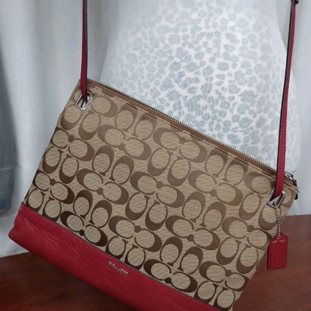 Coach Brown and Red Crossbody Bag